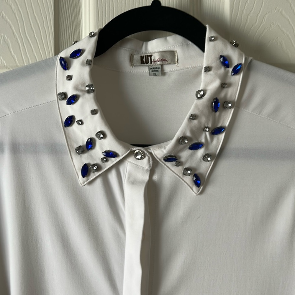 Nwt Kut From The Kloth Rhinestone Button Down Shirt NWOT Sz XL